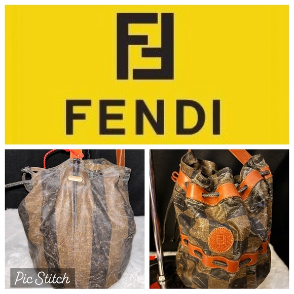 Fendi | Vintage Pequin Reversible Drawstring Mini Tote Bag - Picture 1 of 16